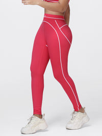 High Waisted Booty Sculpting Leggings for Women with Contrast Piping