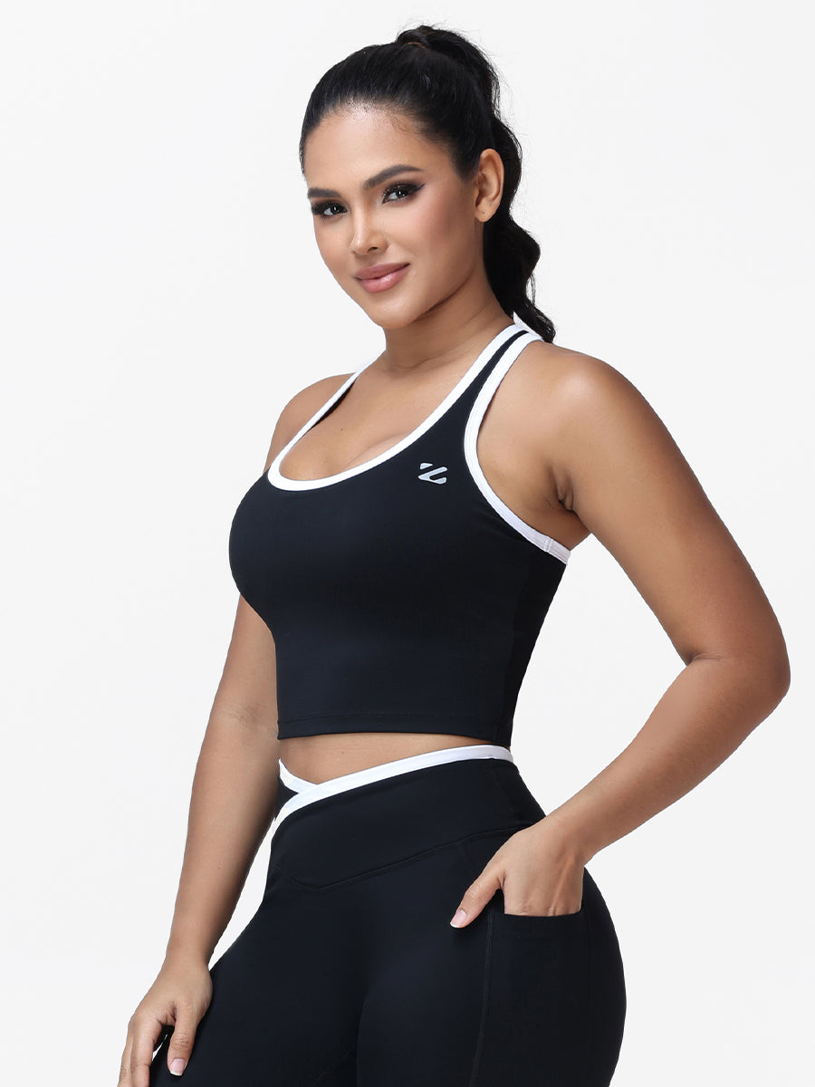 Women's Racerback Sports Bra with Contrast Trim
