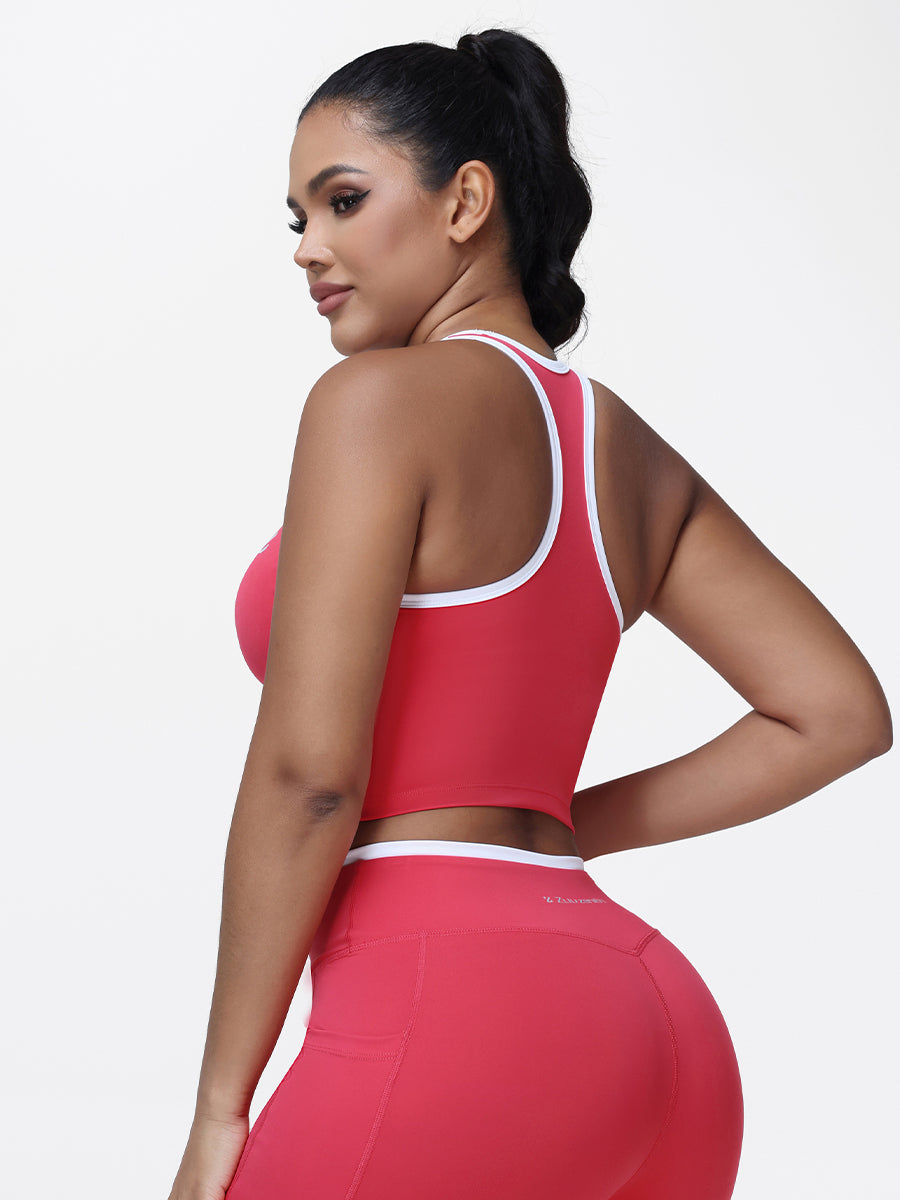 Women's Racerback Sports Bra with Contrast Trim