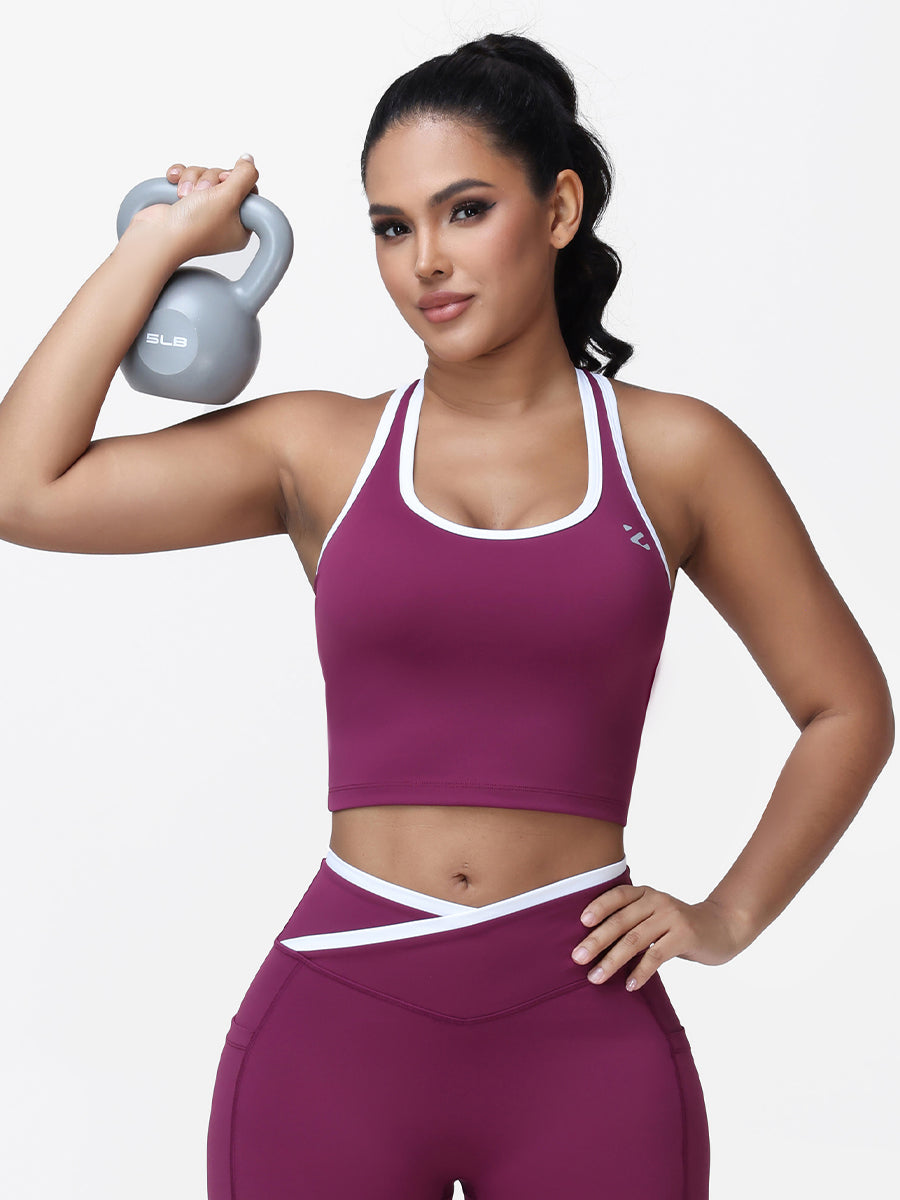 Women's Racerback Sports Bra with Contrast Trim