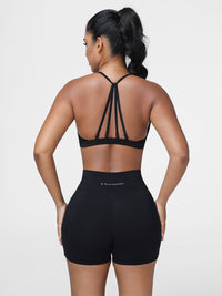 black activewear shorts set for women