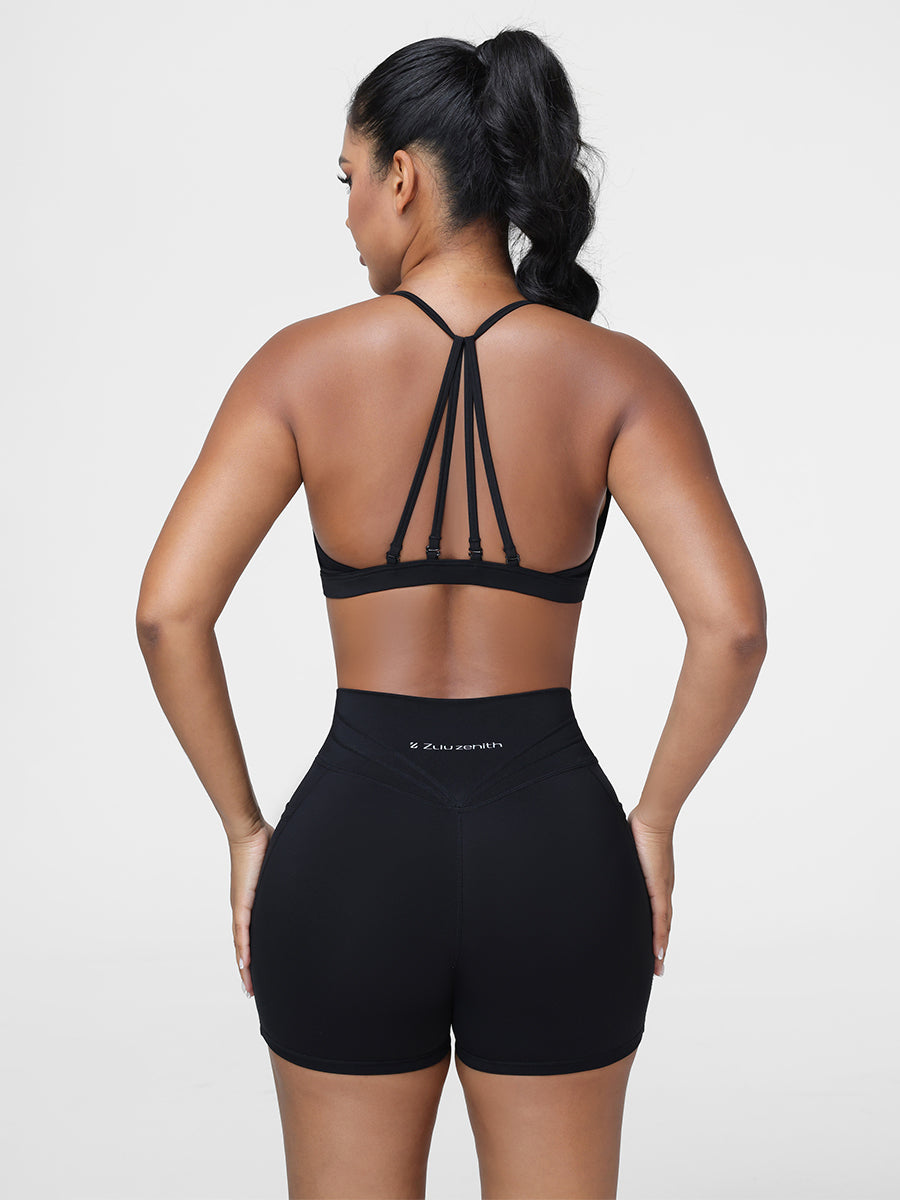 black activewear shorts set for women