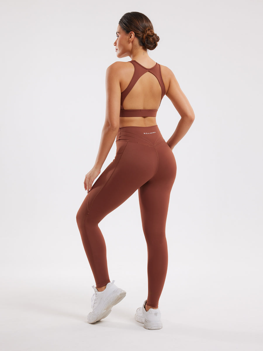 Women's Yoga Workout Set - Brown