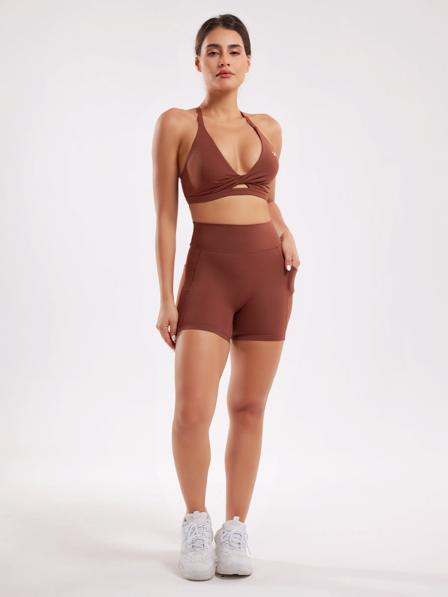 Women's Gym Active Wear Set - Brown