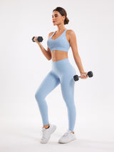 Wowen's High Waisted Leggings - Crossover, Blue