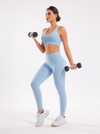 Wowen's High Waisted Leggings - Crossover, Blue
