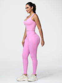 pink yoga outfit