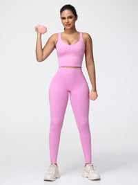 pink yoga outfit