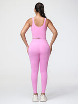 pink yoga outfit
