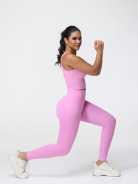 pink yoga outfit