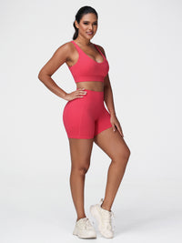 red gym shorts and top set