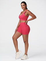 red gym shorts and top set