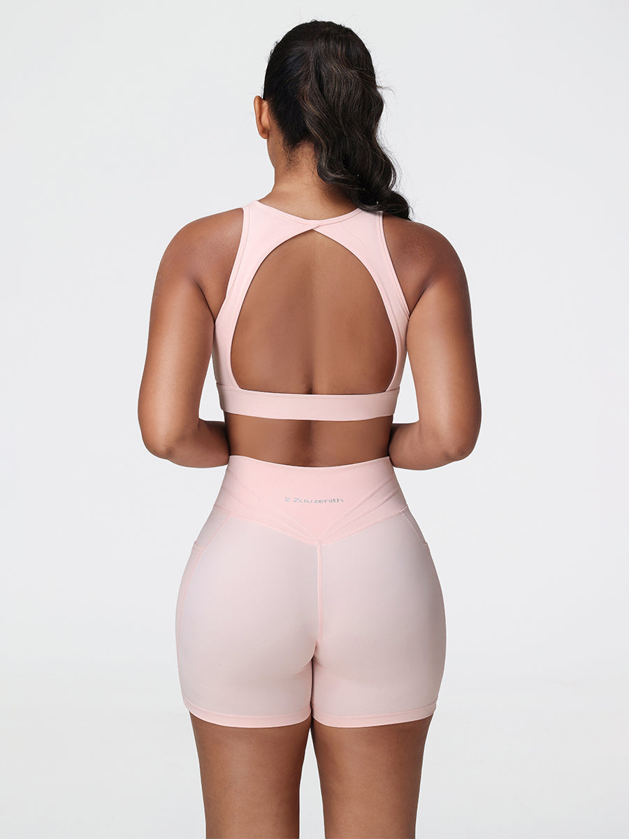 womens activewear shorts set pink