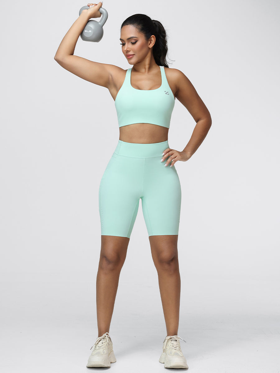 8-Inch Running Set with Lightweight Sports Bra and Pocket Shorts