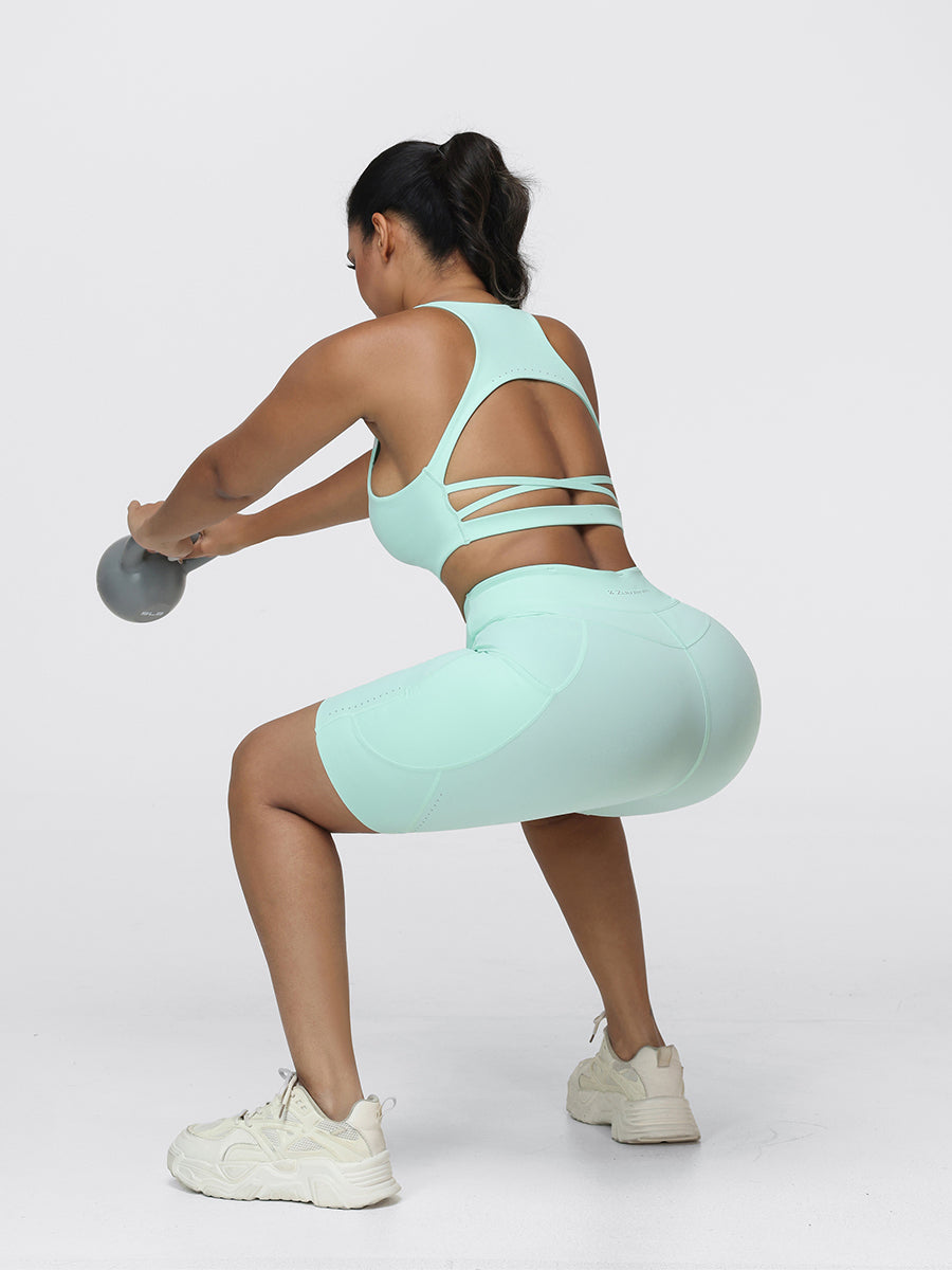 8-Inch Running Set with Lightweight Sports Bra and Pocket Shorts