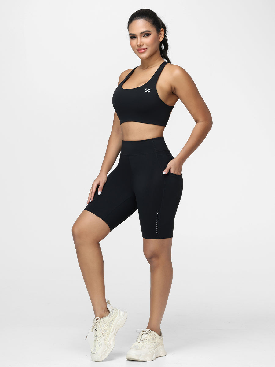 8-Inch Running Set with Lightweight Sports Bra and Pocket Shorts