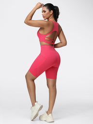 8-Inch Running Set with Lightweight Sports Bra and Pocket Shorts