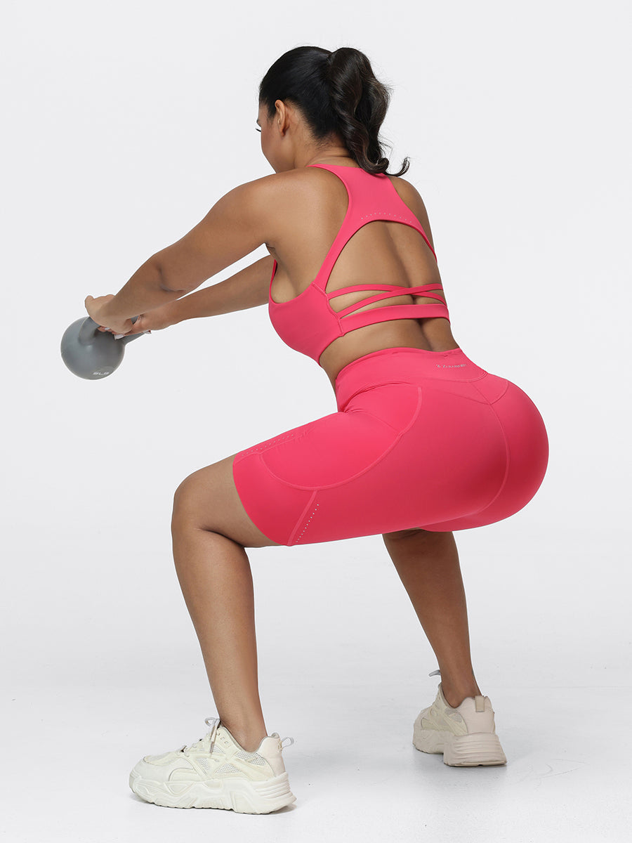 8-Inch Running Set with Lightweight Sports Bra and Pocket Shorts