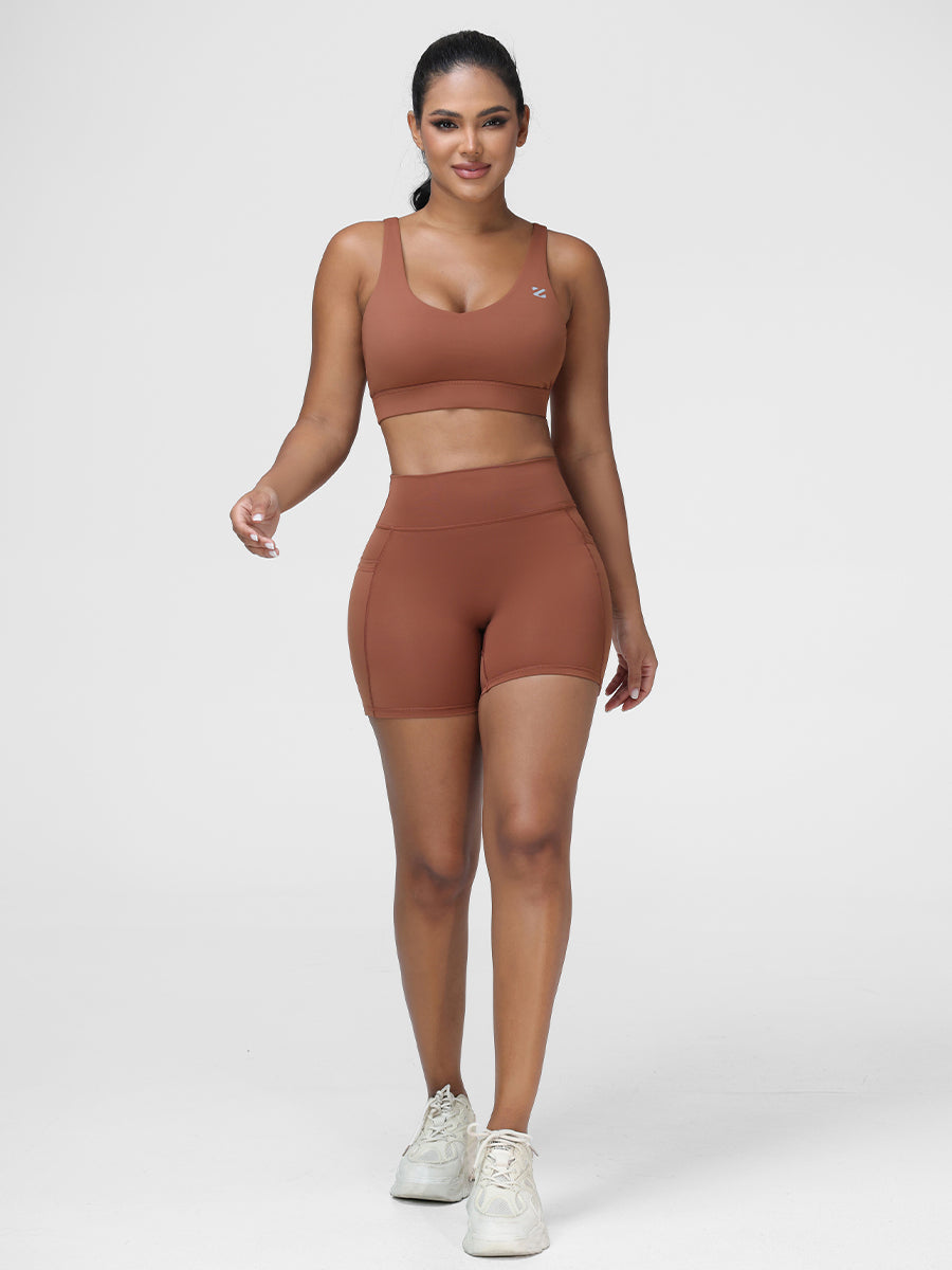 Adjustable Bra & Tummy Control Shorts Seamless Gym Set