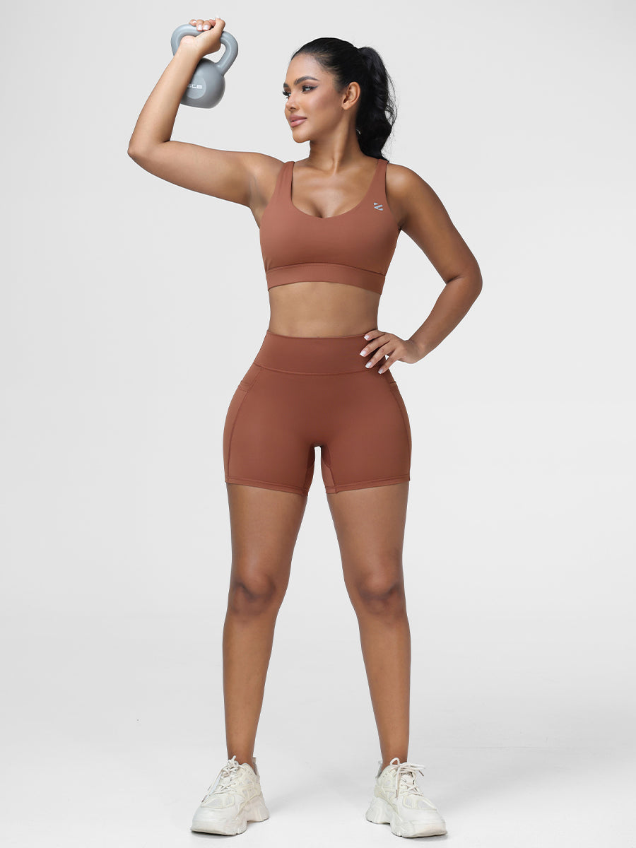 Adjustable Bra & Tummy Control Shorts Seamless Gym Set