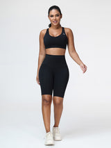 Supportive Sports Bra & Knee Length Tummy Control Shorts Workout Set