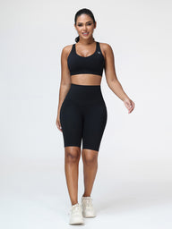 Supportive Sports Bra & Knee Length Tummy Control Shorts Workout Set