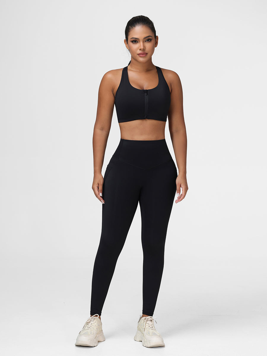 Zip-Front Sports Bra & Butt-Lifting Leggings Set