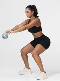 High Impact Sports Bra & Pocket Shorts Set for Women