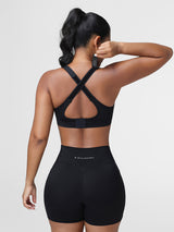High Impact Sports Bra & Pocket Shorts Set for Women
