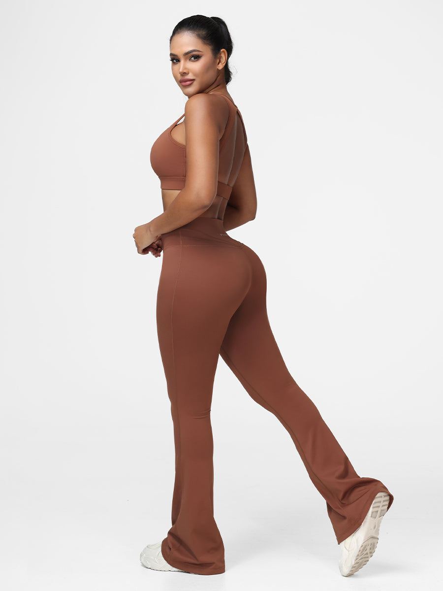 Flare Leg Yoga Set Casual Athleisure Two Piece