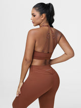 Women’s Twist Front Gym Set with High Waist Leggings