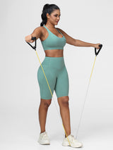 Supportive Sports Bra & Knee Length Tummy Control Shorts Workout Set