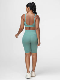 Supportive Sports Bra & Knee Length Tummy Control Shorts Workout Set
