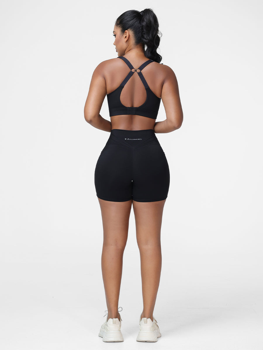 Adjustable Bra & Tummy Control Shorts Seamless Gym Set