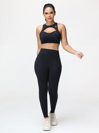 Women’s High-Support Gym Set with Racerback Sports Bra and V-Back Leggings