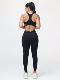 Women’s High-Support Gym Set with Racerback Sports Bra and V-Back Leggings