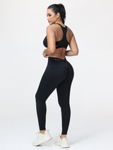 Women’s High-Support Gym Set with Racerback Sports Bra and V-Back Leggings