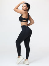 Women’s High-Support Gym Set with Racerback Sports Bra and V-Back Leggings