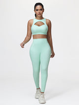 Women’s High-Support Gym Set with Racerback Sports Bra and V-Back Leggings