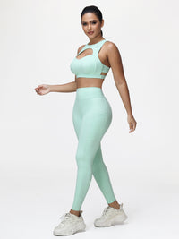 Women’s High-Support Gym Set with Racerback Sports Bra and V-Back Leggings