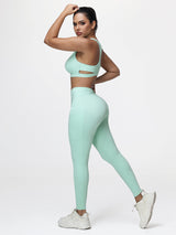 Women’s High-Support Gym Set with Racerback Sports Bra and V-Back Leggings