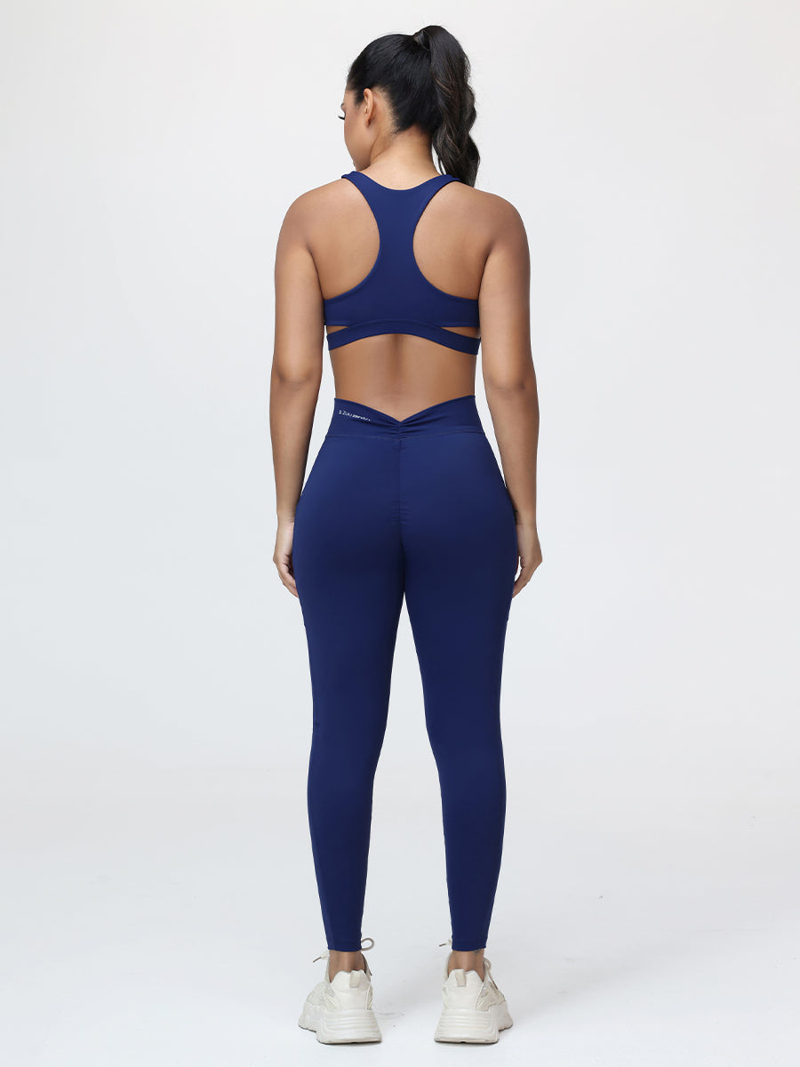Women’s High-Support Gym Set with Racerback Sports Bra and V-Back Leggings