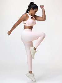 Women’s High-Support Gym Set with Racerback Sports Bra and V-Back Leggings