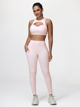 Women’s High-Support Gym Set with Racerback Sports Bra and V-Back Leggings