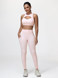Women’s High-Support Gym Set with Racerback Sports Bra and V-Back Leggings