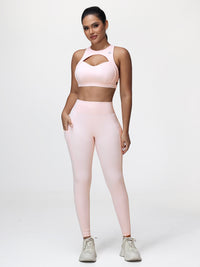 Women’s High-Support Gym Set with Racerback Sports Bra and V-Back Leggings