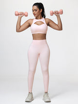 Women’s High-Support Gym Set with Racerback Sports Bra and V-Back Leggings