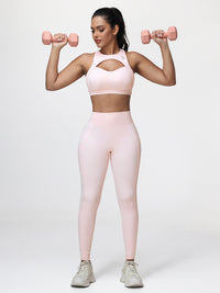 Women’s High-Support Gym Set with Racerback Sports Bra and V-Back Leggings