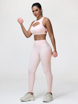 Women’s High-Support Gym Set with Racerback Sports Bra and V-Back Leggings