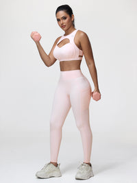 Women’s High-Support Gym Set with Racerback Sports Bra and V-Back Leggings